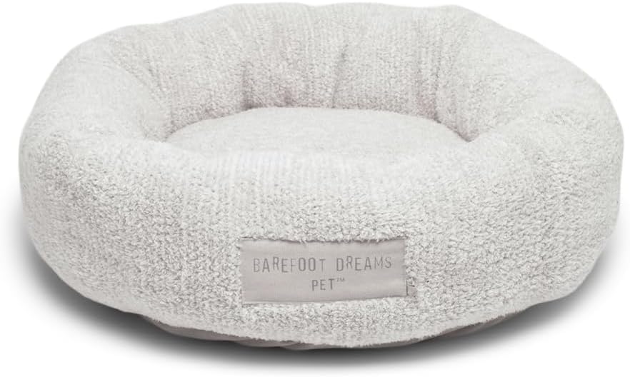 Barefoot Dreams CozyChic Round Pet Bed, Dog Accessories, Pearl/Silver-Medium