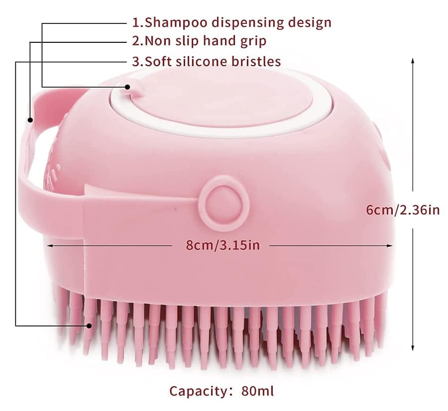 Pet Bath Massage Brush Puppy Dog Cat Grooming Cleaning Soft (Pink) | Grooming Cleaning Soft (Pink)
