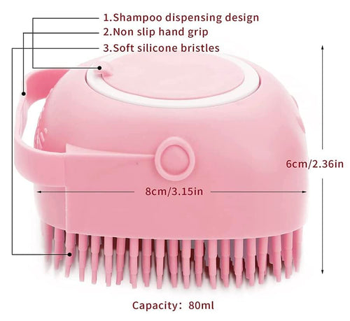 Pet Bath Massage Brush Puppy Dog Cat Grooming Cleaning Soft (Pink) | Grooming Cleaning Soft (Pink)
