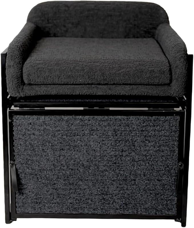 SeatMate Elevated Dog Bed for Home Office, Memory Foam Pet Chair with Ramp for Dogs & Cats, Washable Cozy Desk Companion Bed, Non-Slip Elevated Pet.