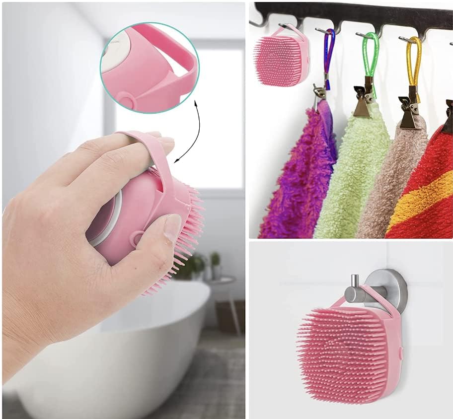 Pet Bath Massage Brush Puppy Dog Cat Grooming Cleaning Soft (Pink) | Grooming Cleaning Soft (Pink)