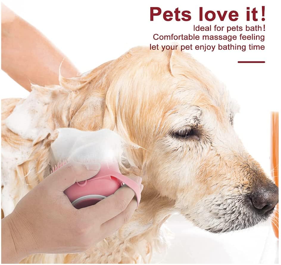 Pet Bath Massage Brush Puppy Dog Cat Grooming Cleaning Soft (Pink) | Grooming Cleaning Soft (Pink)